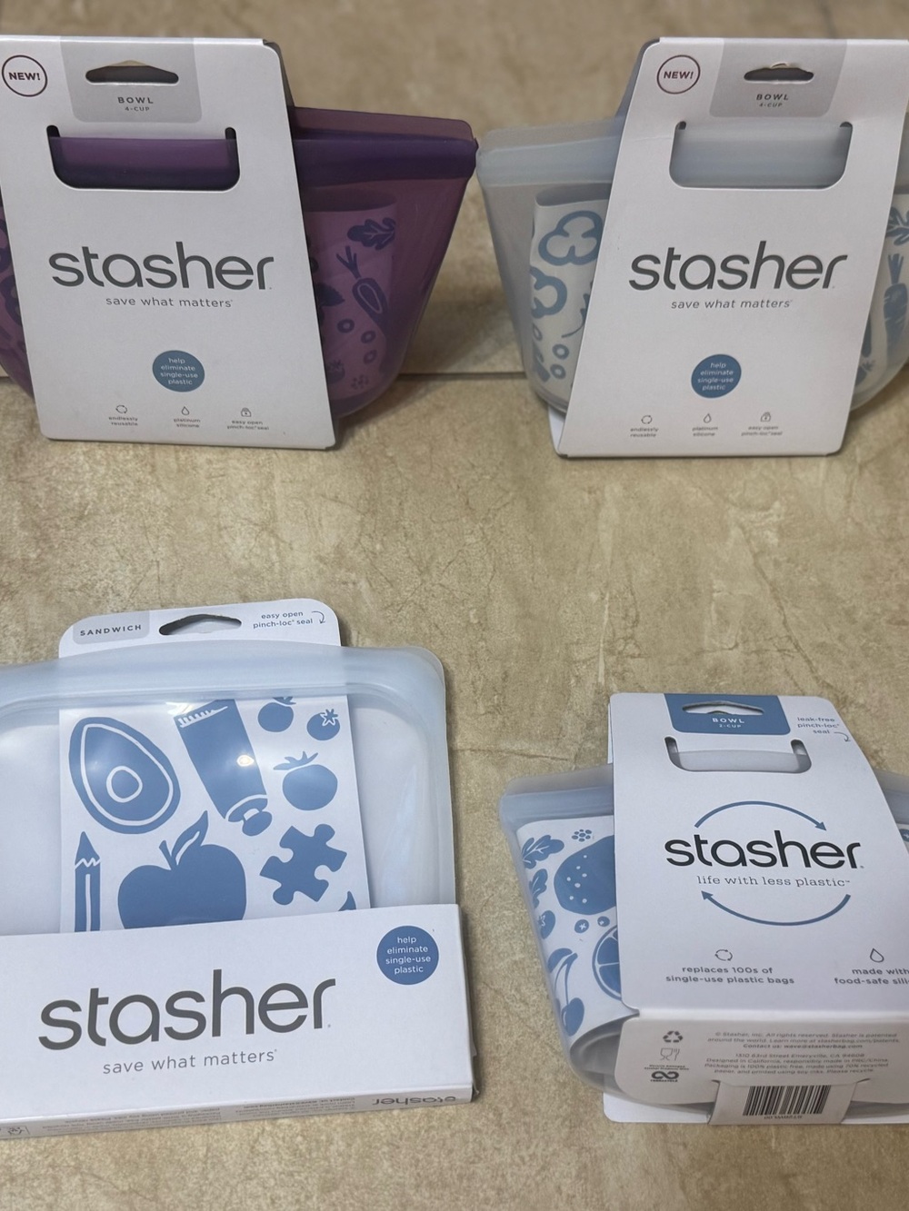 Stasher™ Silicone Reusable 2- 4 Cup Bowls, 2-Cup, and 1 Sandwich - Picture 6 of 11